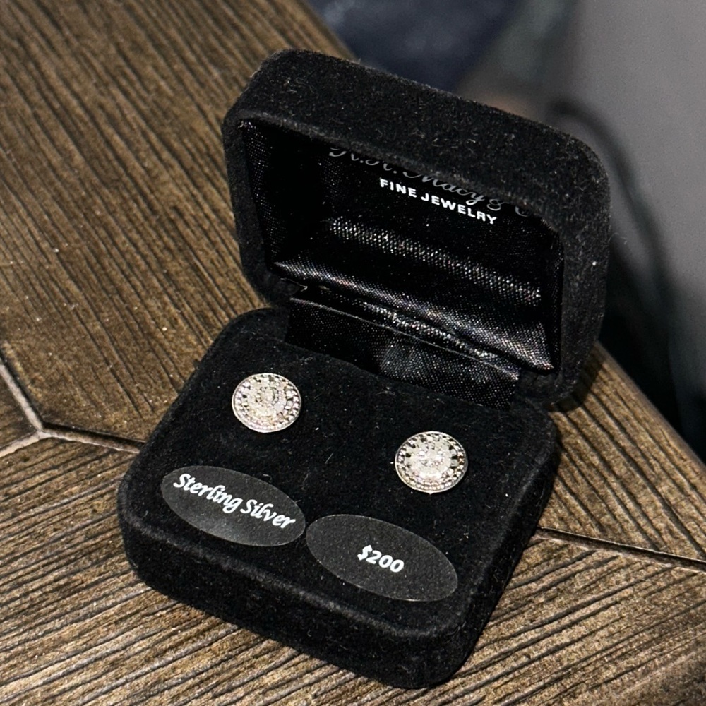 Macy’s Diamond Multi-Halo Stud Earrings (1/10 ct. t.w.) in Sterling Silver